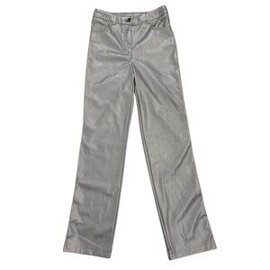 Rachel Zoe Metallic Silver Faux Leather Slim Fit Pants Womens Size 0.